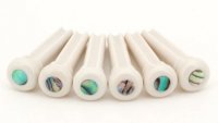 TUSQ Presentation Bridge Pins 4mm White/Paua Dot (6 Pcs)