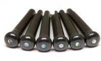 TUSQ Traditonal Bridge Pins 2mm Black / Paua Dot (6 Pcs)