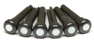 TUSQ Presentation Bridge Pins 4mm Black / M.O.P. Dot (6 Pcs)