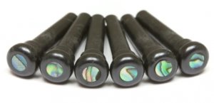 TUSQ Presentation Bridge Pins 4mm Black / Paua Dot (6 Pcs)