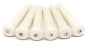 TUSQ Traditonal Bridge Pins 2mm White / Paua Dot (6 Pcs)