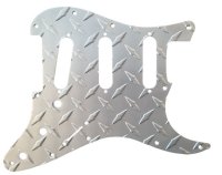 Pickguard Strat SSS Aluminium Silver Diamond