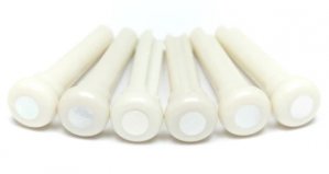 TUSQ Presentation Bridge Pins 4mm White / M.O.P. Dot (6 Pcs)