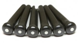 TUSQ Traditional Bridge Pins 2mm Black / White Dot (6 Pcs)