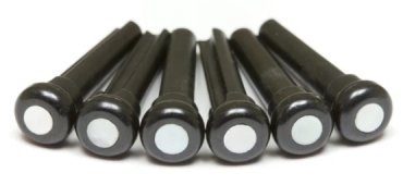 TUSQ Presentation Bridge Pins 4mm Black / M.O.P. Dot (6 Pcs)