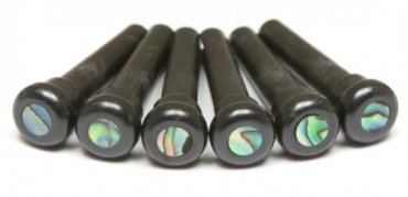 TUSQ Presentation Bridge Pins 4mm Black / Paua Dot (6 Pcs)