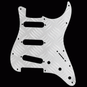 X Pickguard Strat SSS Aluminium Silver Check