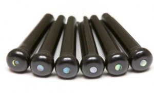 TUSQ Traditonal Bridge Pins 2mm Black / Paua Dot (6 Pcs)