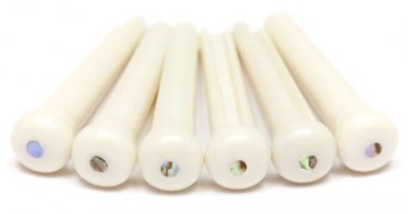 TUSQ Traditonal Bridge Pins 2mm White / Paua Dot (6 Pcs)