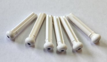 Bridge pins 6pic White plastic 5mm L:30,9mm