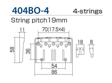 Gotoh 404BO 4-string bass bridge Gold