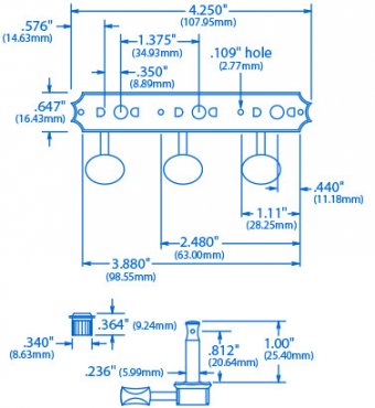 Golden Age Vintage-style 3-On-Plate Tuners