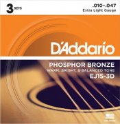 D'Addario Akustisk 010-047 3-Pack