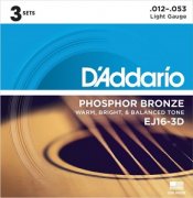 D'Addario Akustisk 012-053 3-Pack